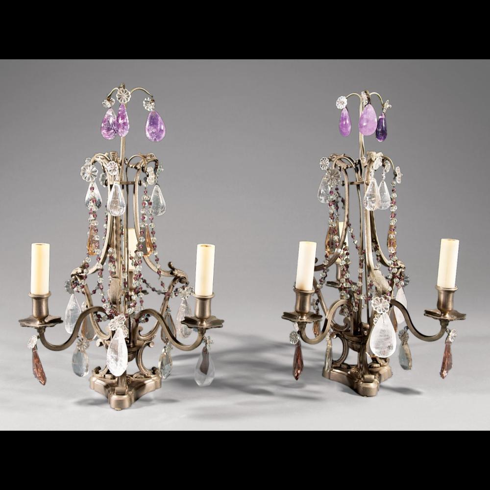 Argenté, Rock Crystal and Amethyst Girandoles