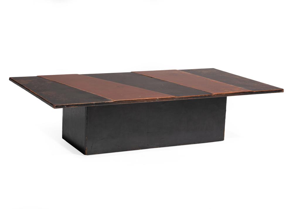 French Mid-Century Modern Leather-Clad Low Table