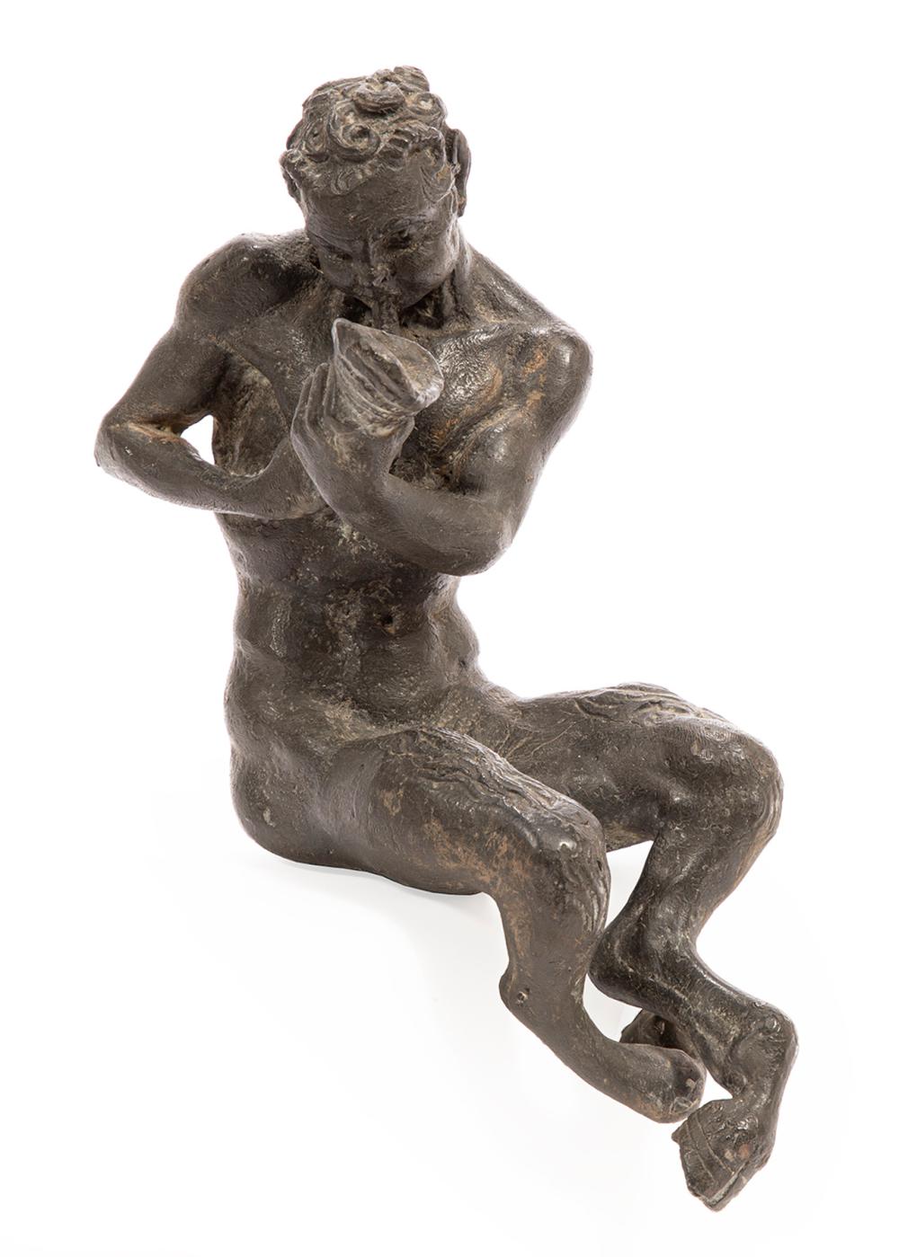 Continental Lead Figure of a Seated Satyr