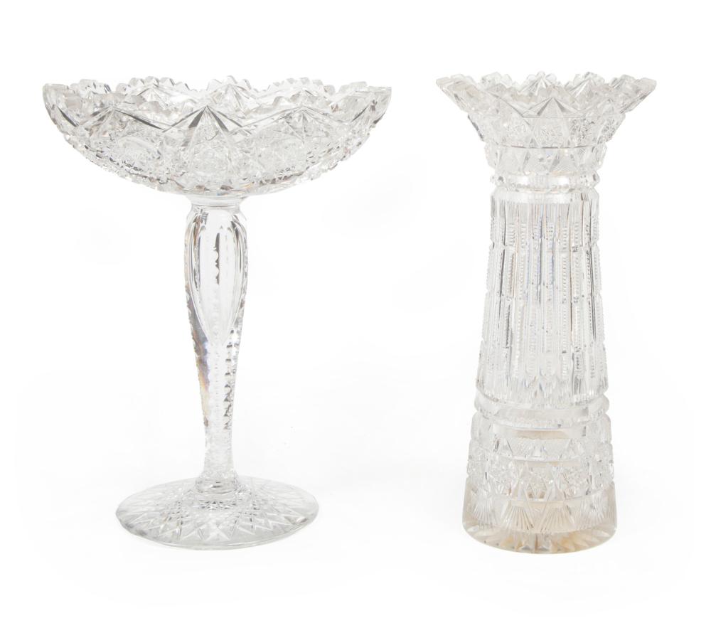 Two American Brilliant Cut Glass Items