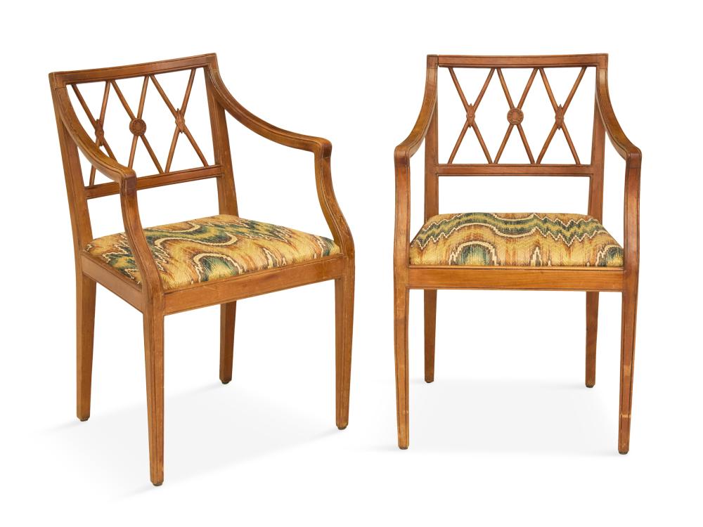 Pair of Directoire-Style Fruitwood Armchairs