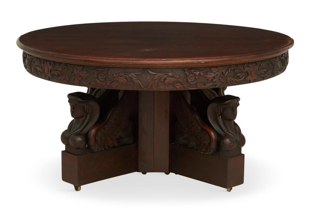 Egyptian Revival Mahogany Dining Table