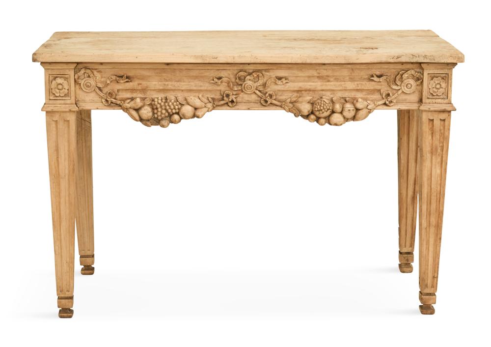French Stripped Beechwood Center Table