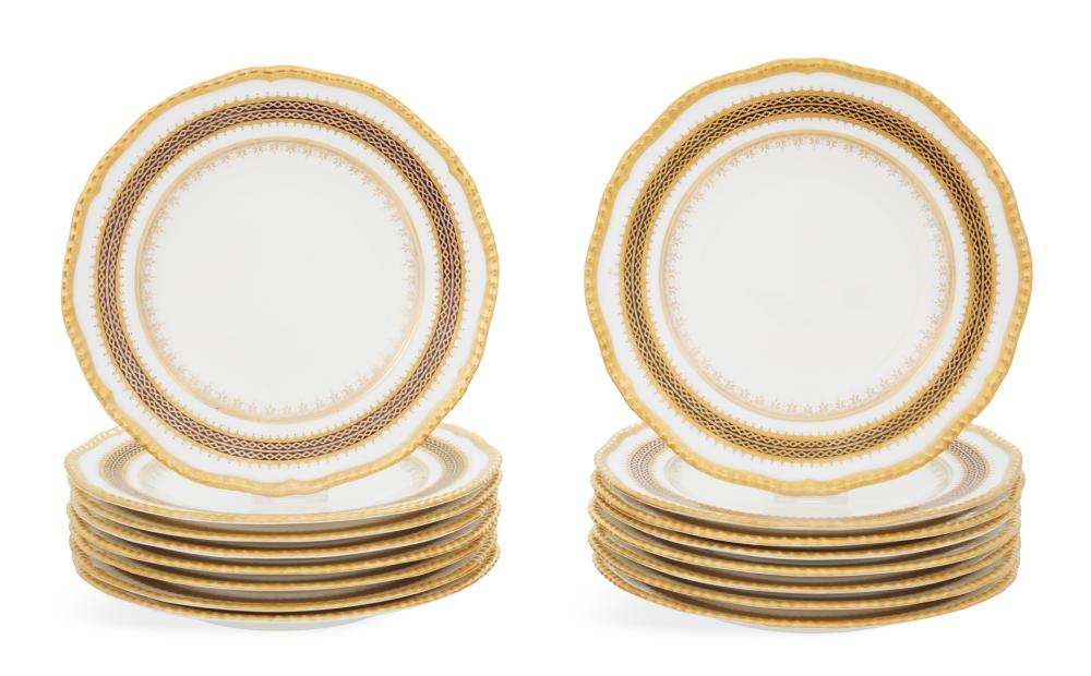 Set of Sixteen English Coalport Dessert Plates
