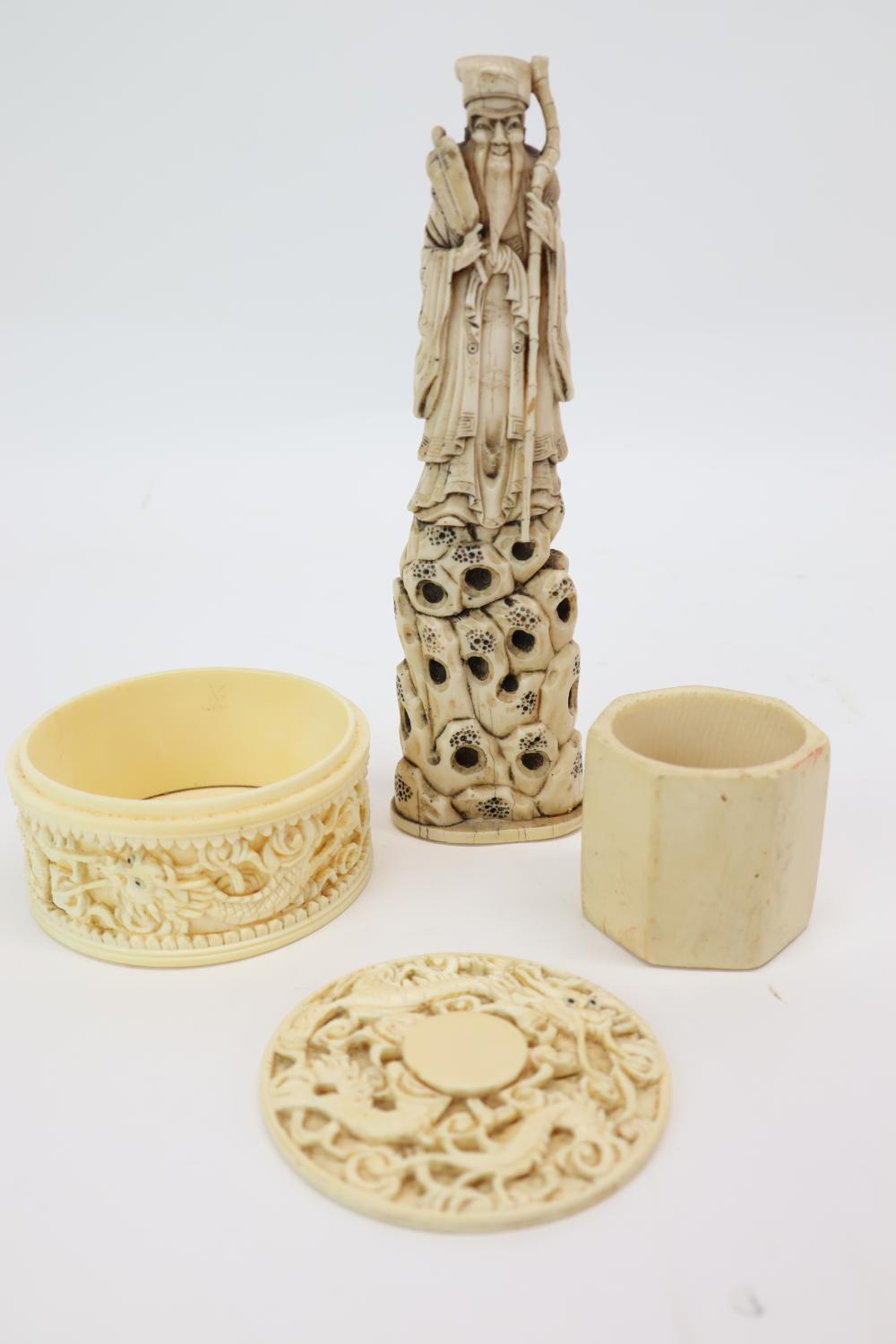 Asian Bone Carving of Shoulao God of Longevity