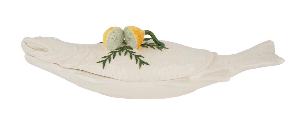 Vintage Faience Covered Fish Tureen