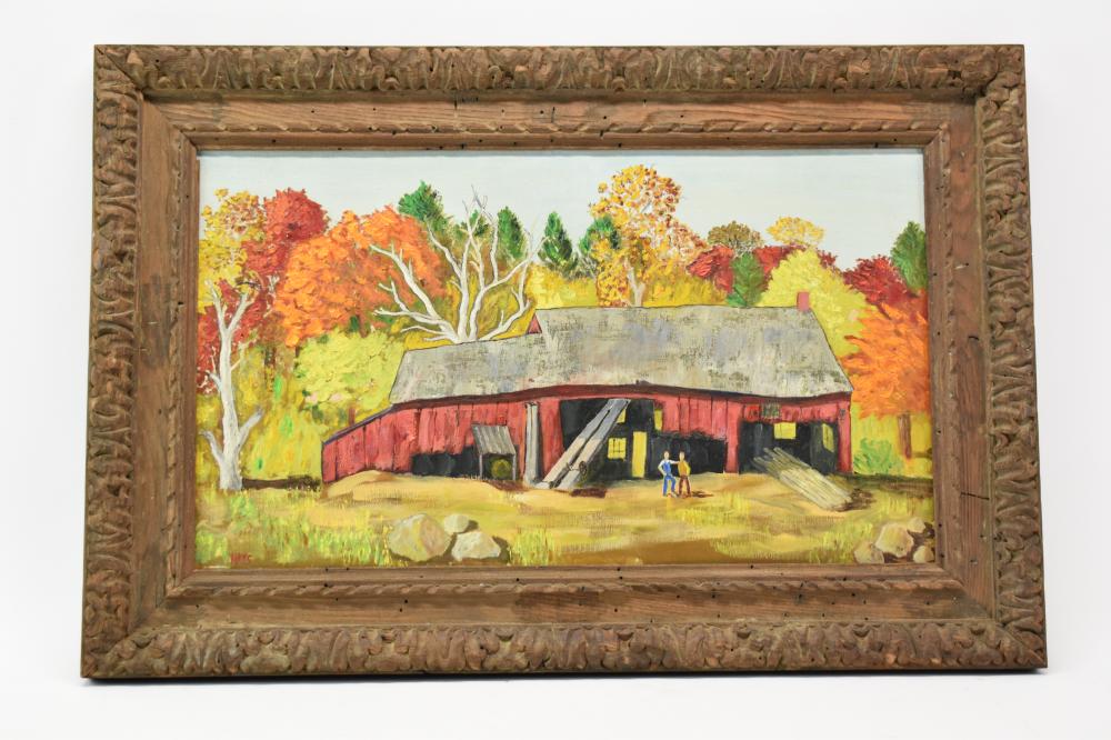 Mortimer A. Hays Oil On Canvas Barn Scene