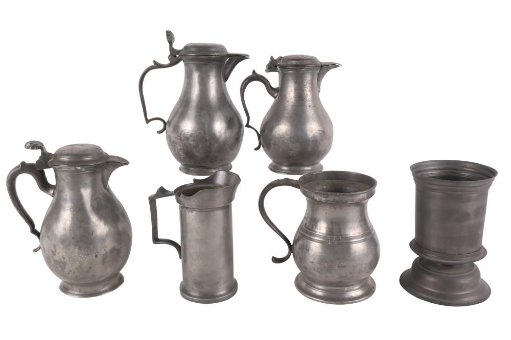 Six Pewter Table Articles