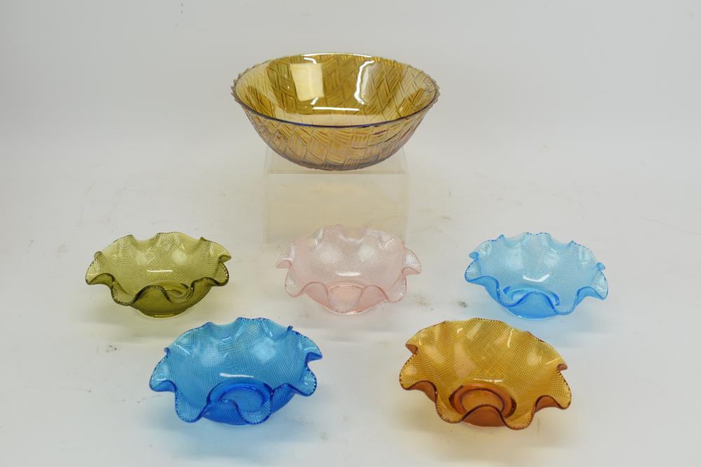 Vintage Colony Glass Waffleware Ice Cream Bowls