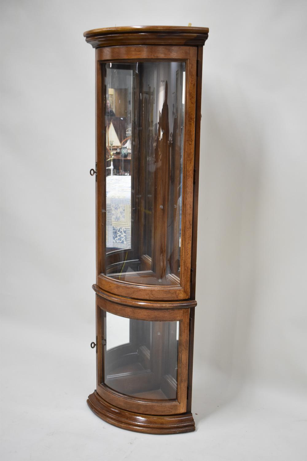 Fruitwood 2 Door Glass Corner Curio Cabinet
