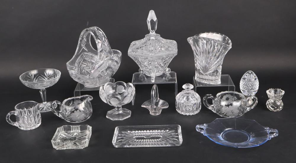 Fifteen Colorless Glass Table Articles
