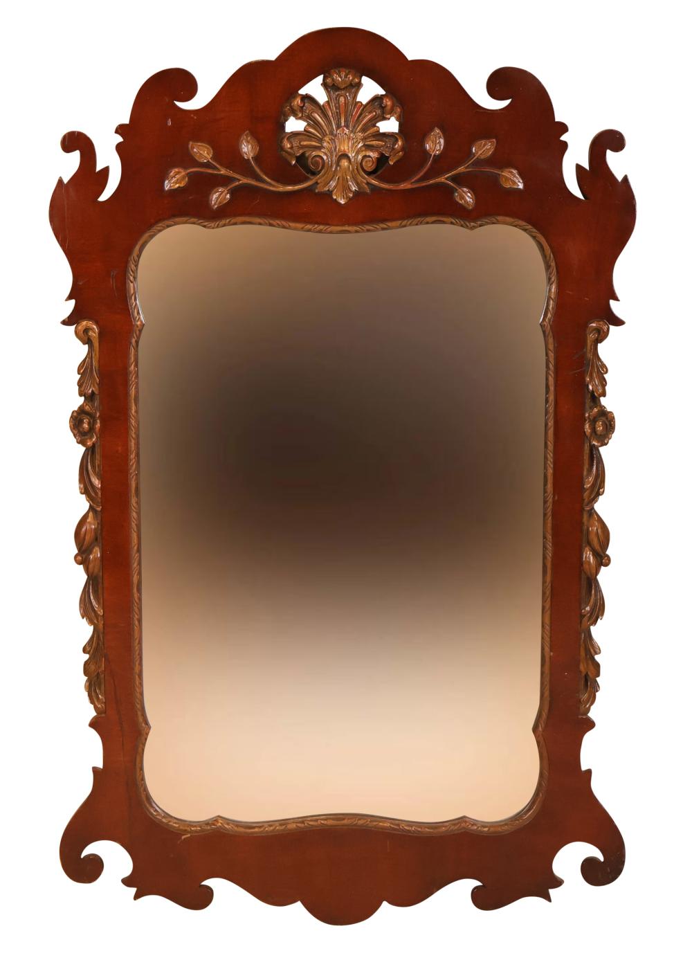 George III Style Parcel-Gilt Mahogany Mirror