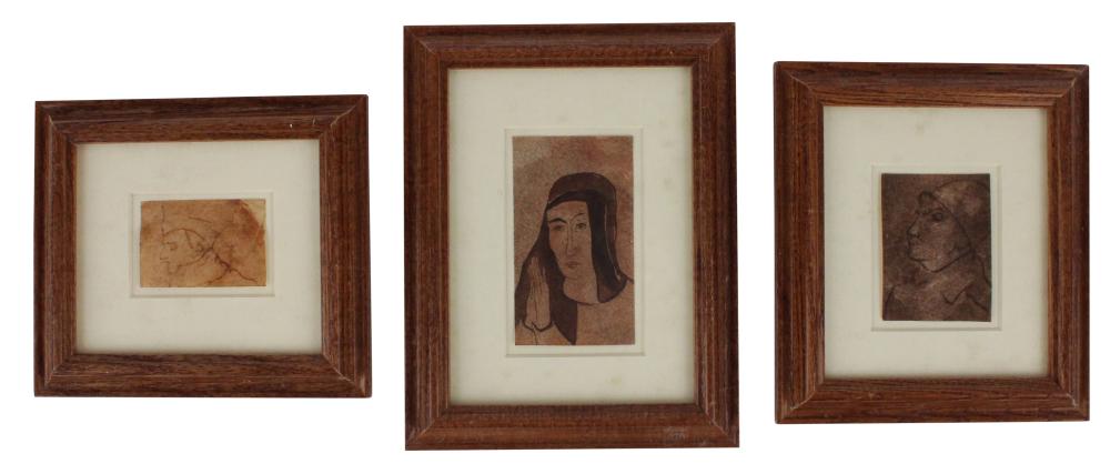 Elisabeth Mary Burgin, Swiss 1887-1965, Three Portraits, Pen, Ink & Wash