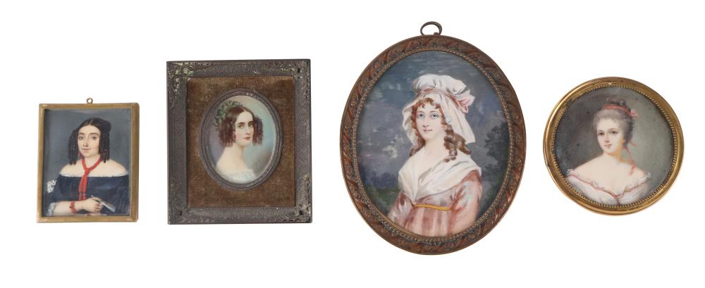 Four Portrait Miniatures of Ladies