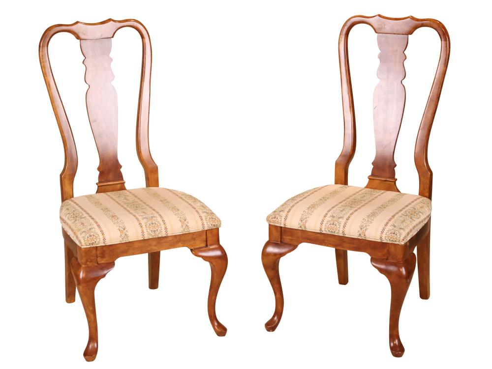 Pair of Queen Anne Style Vintage Dining Chairs