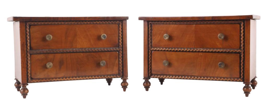 Pair of Walnut Miniature Chests