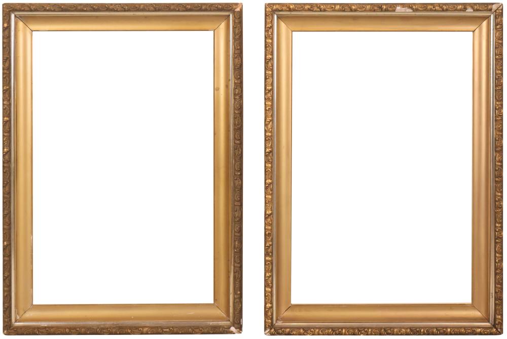 Pair of Antique Giltwood Frames Sight size: 19-1/2"h x 29-1/2"w, Overall: 26"h x 36"w