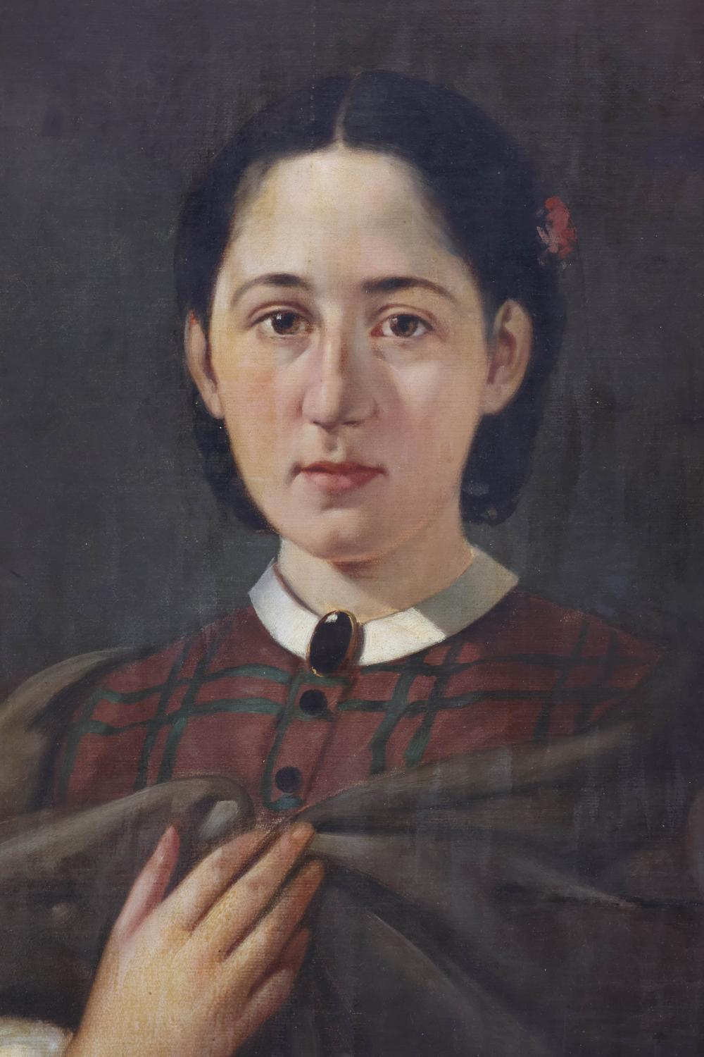 Oil on Canvas of Young Girl in Gilt Frame