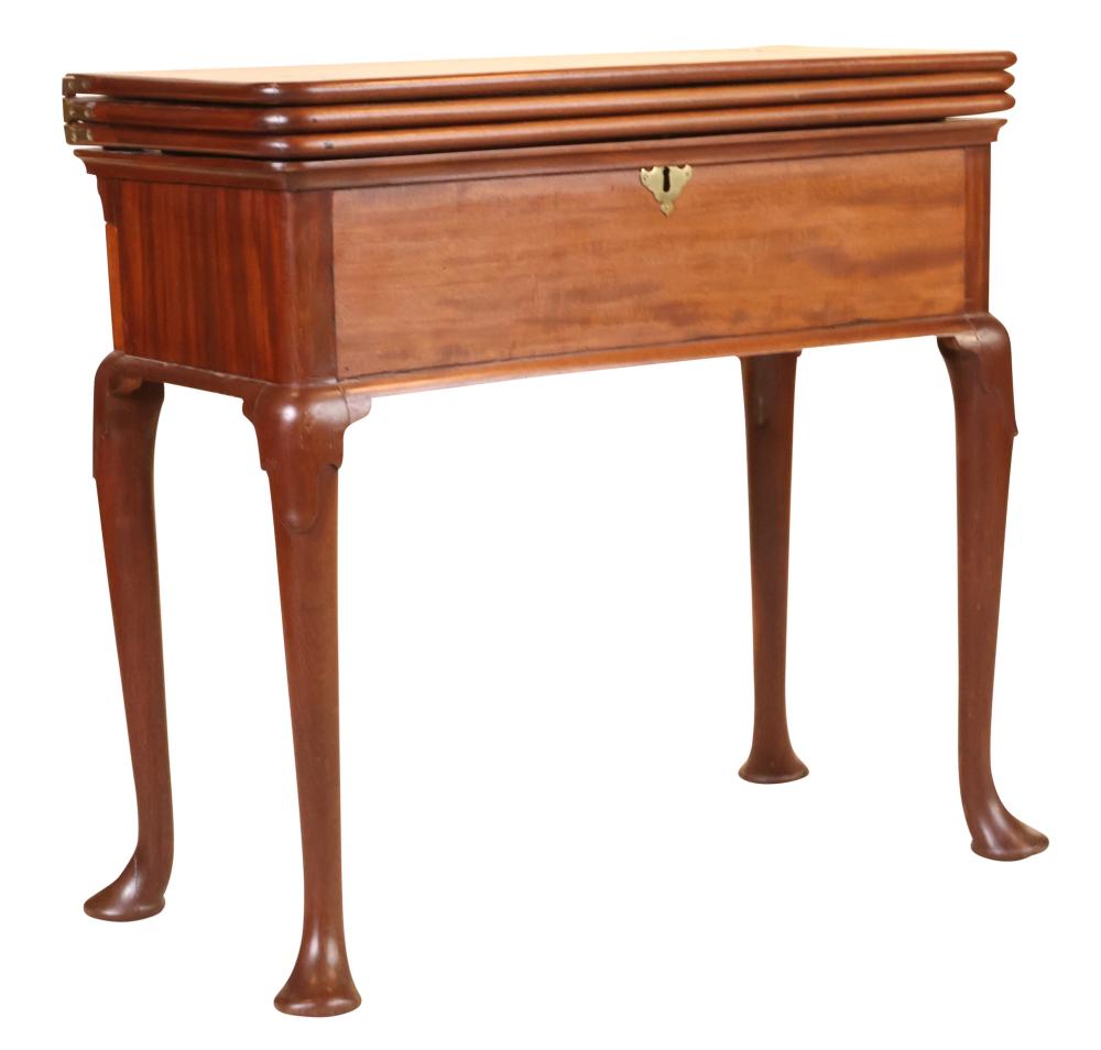 George II Rosewood and Mahogany Harlequin-Action Triple Top Card Table