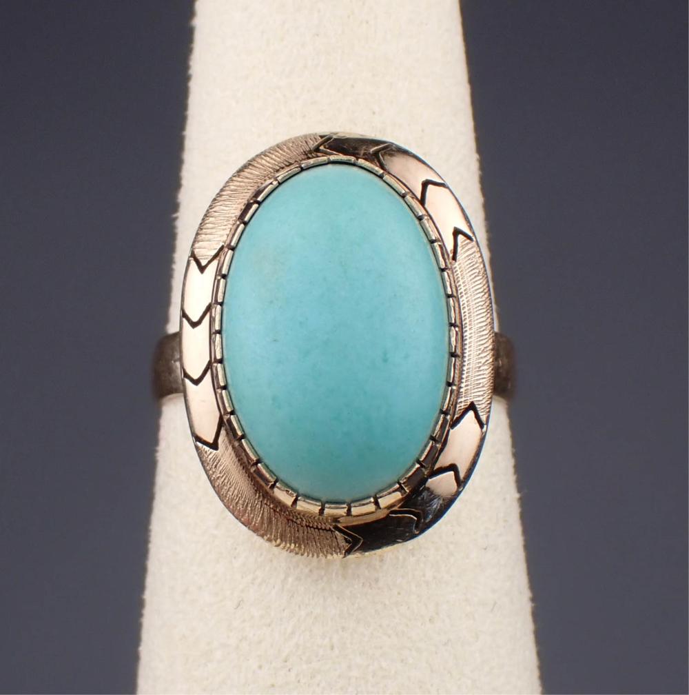 TURQUOISE & 14K YELLOW GOLD RING