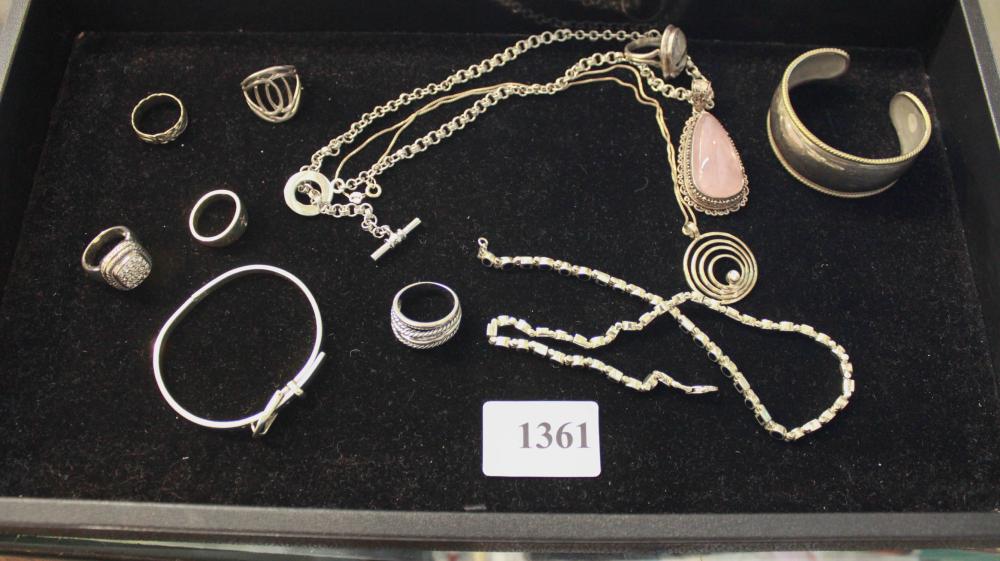 TRAY LOT: STERLING SILVER JEWELRY