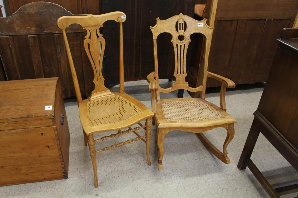 AMERICAN ANTIQUE MAPLE ROCKER & SIDE CHAIR