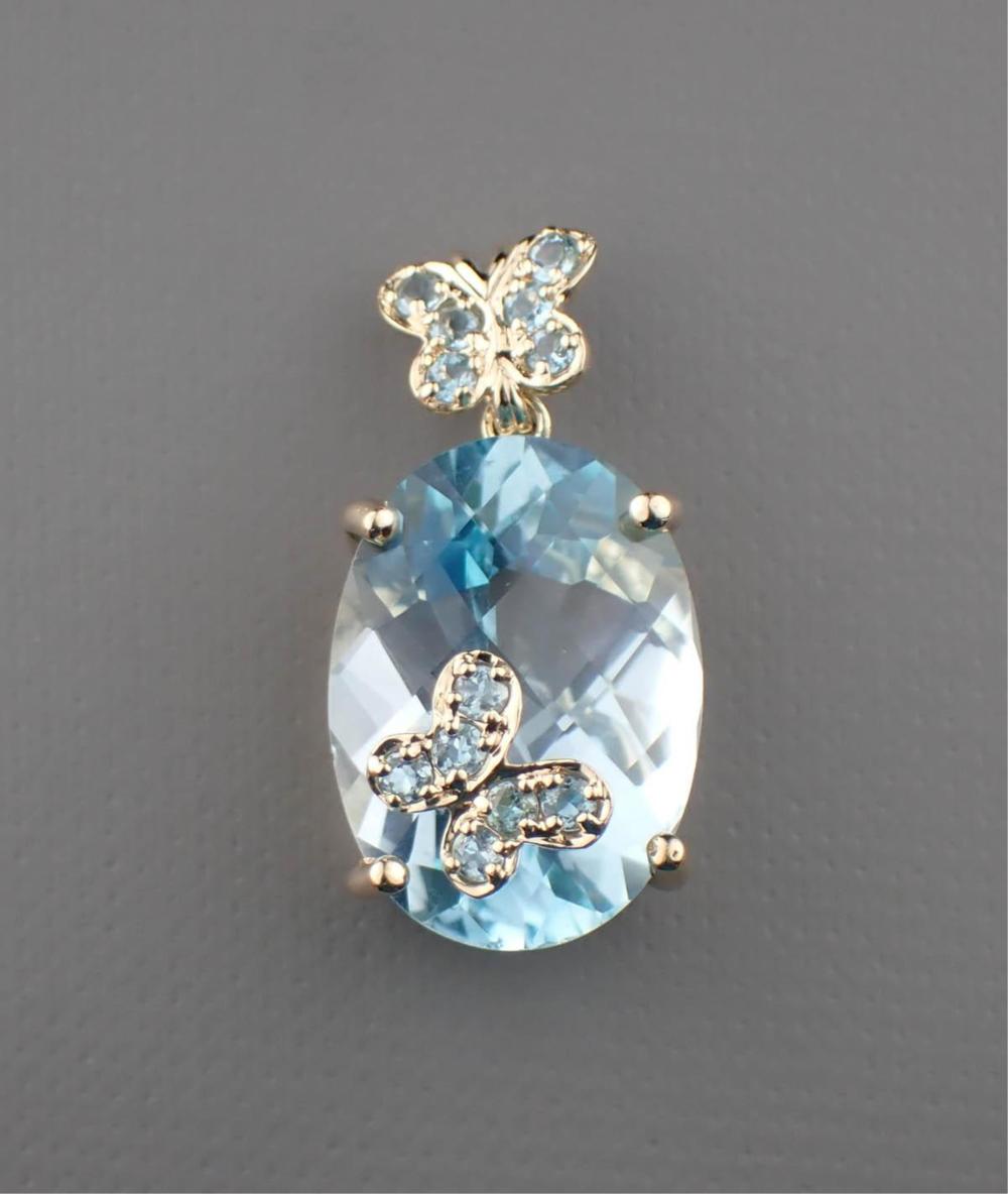 BLUE TOPAZ & 10K GOLD PENDANT