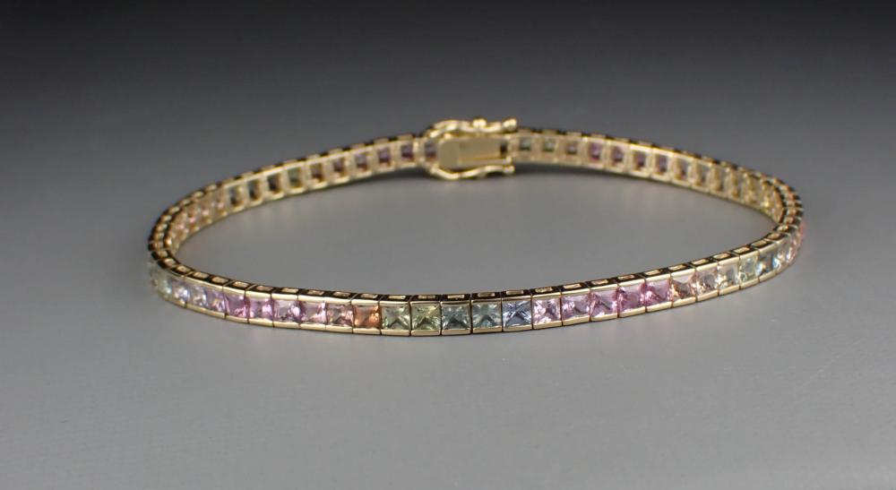 RAINBOW SAPPHIRE & 14K GOLD BRACELET