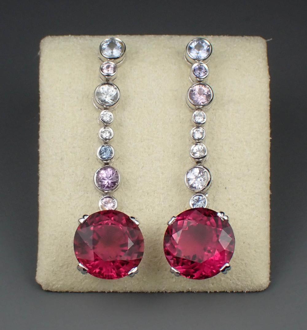 ANTONINI MILANO: PAIR OF RUBELLITE & 18K GOLD EARRINGS