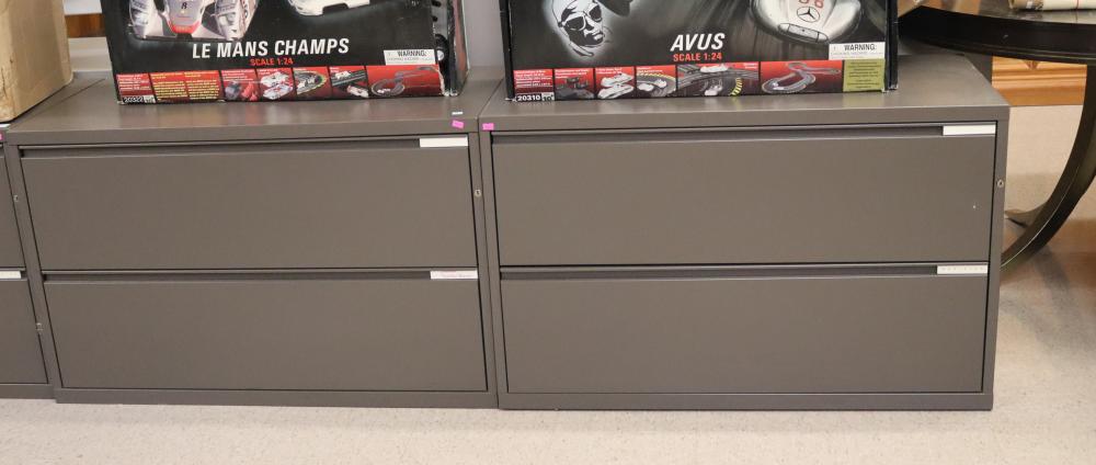 FOUR STACKING 2-DRAWER METAL FILE CABINETS BY MERIDIAN