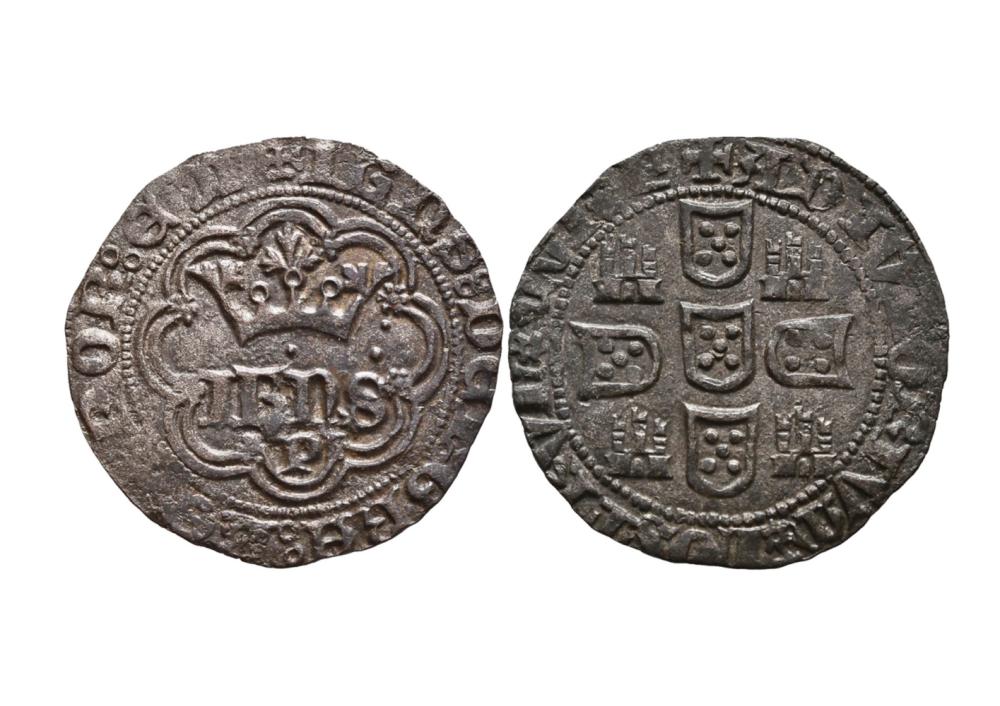 D.João I,Real de 3 ½, Libras, P, Bolhão, P.2,50 g.