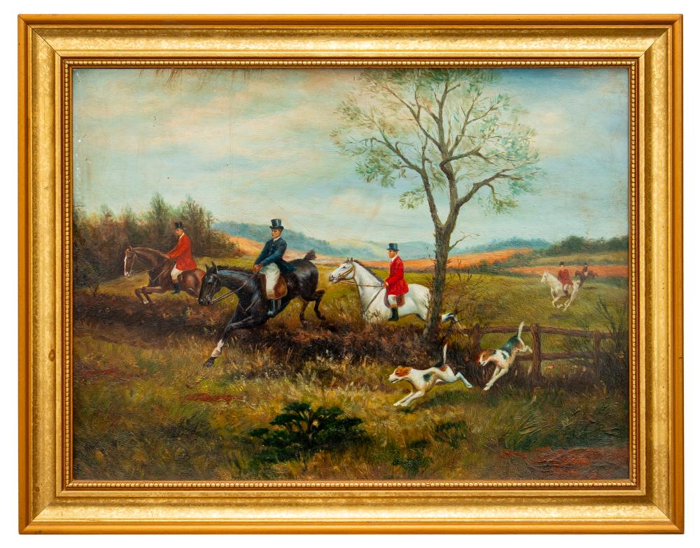 A 19th Century English Fox Hunting Scene, Oil on Canvas
