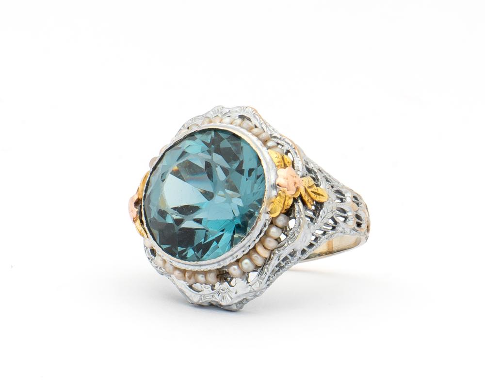 An Antique Spinel and Seed Pearl Ring