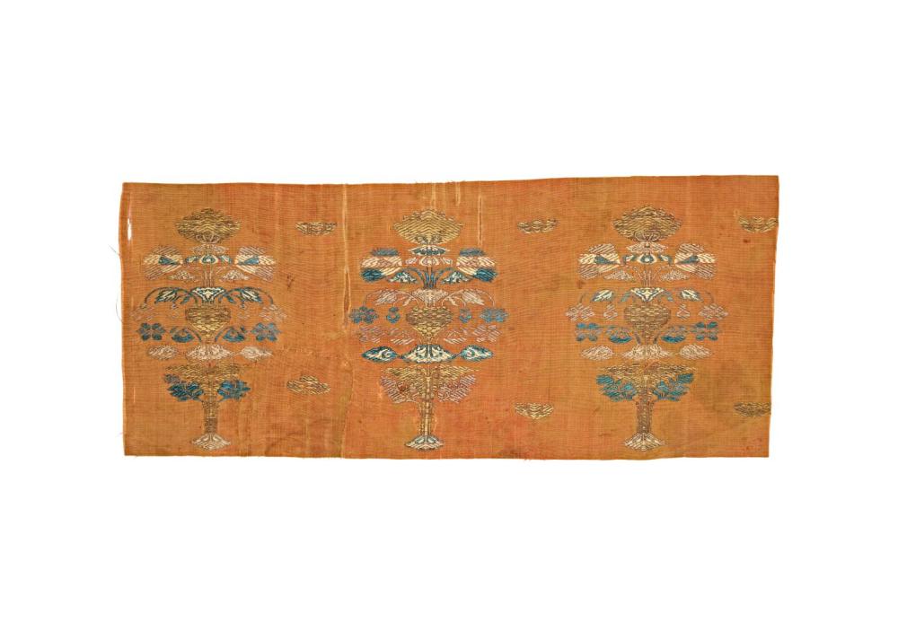 A SILK BROCADE PANEL SAFAVID IRAN, 17TH CENTURY