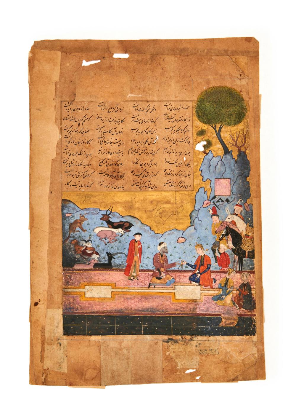 A SAFAVID ILLUMINATED & ILLUSTRATED FOLIO FROM THE SHAHNAMEH "THE BOOK OF KINGS" IRAN, 16TH CENTURY