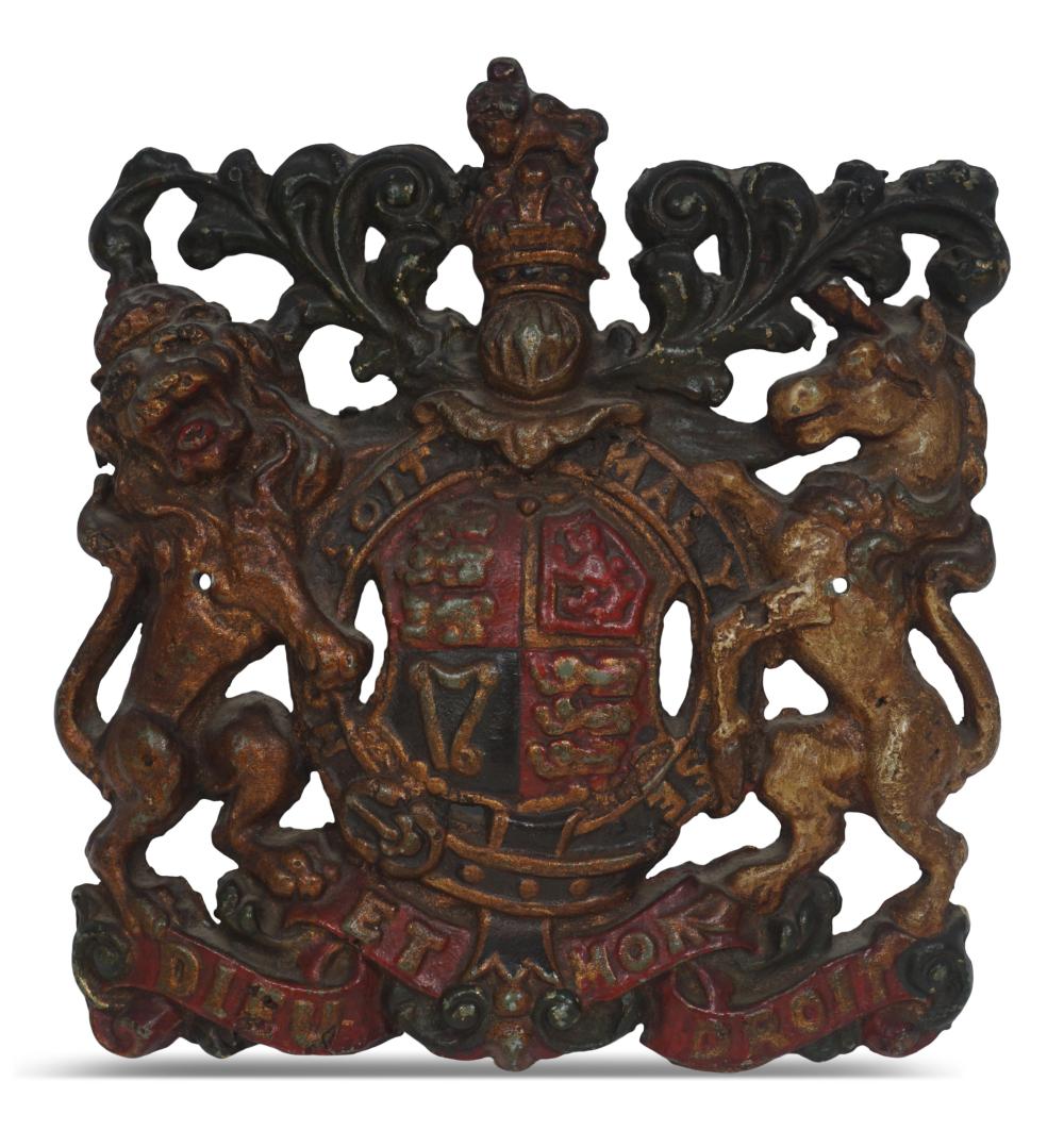 ROYAL WARRANT/ BRITISH COAT OF ARMS, 19TH/20TH CENTURY 12 x 10 1/2 in. (30.5 x 26.7 cm.)