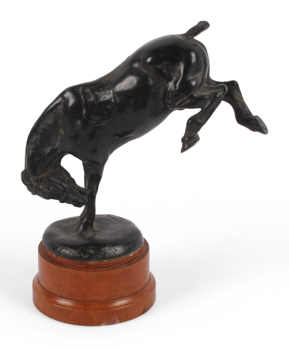 GASTON D'ILLIERS, FRENCH 1876-1952, FIGURE OF A BUCKING HORSE, Bronze, overall: 6 in. (15.2 cm.) height with base