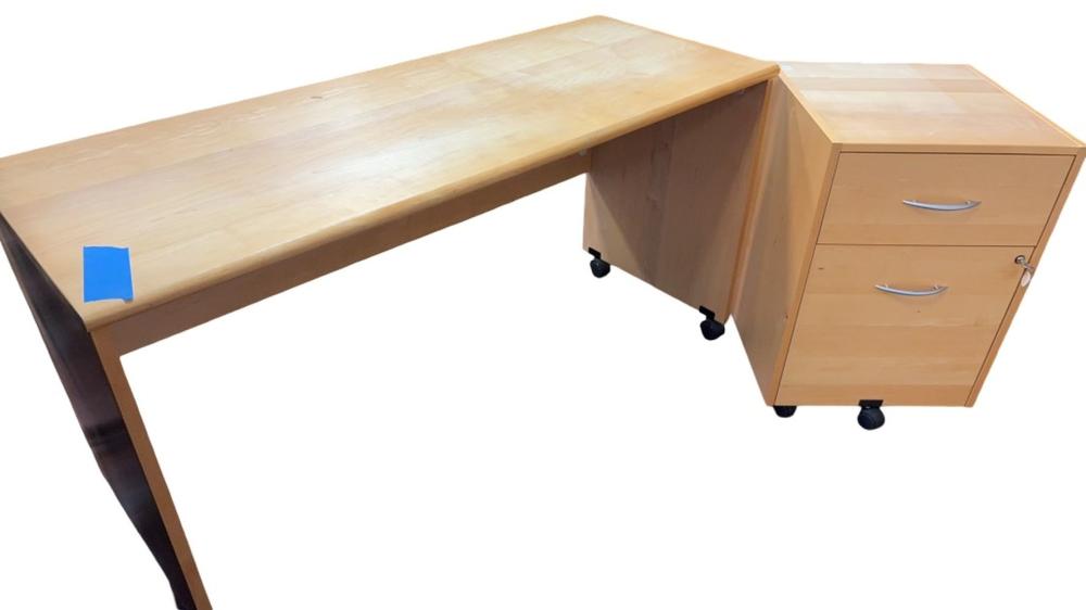 Rolling Desk with Locking Rolling File Cabinet