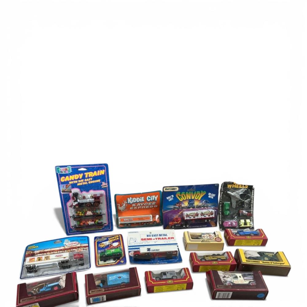 collection of vintage die-cast toy vehicles and