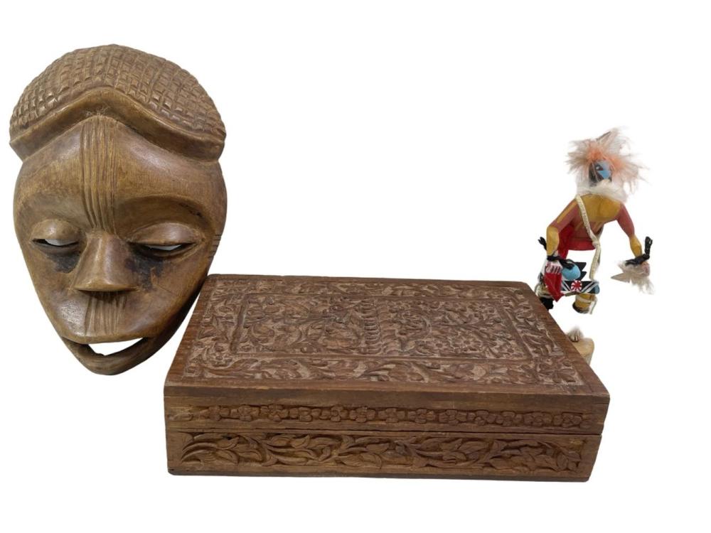 Vintage African Tribal wood Face Mask, Hand Carved
