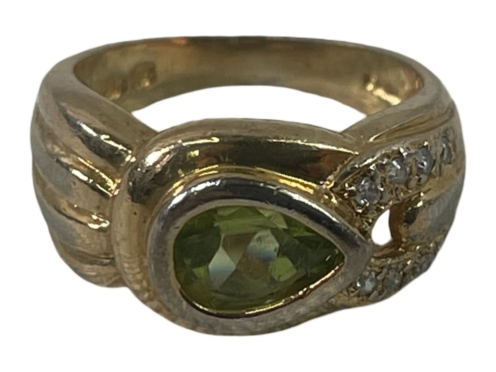 Gold Toned 925 Silver Ladies Peridot Ring