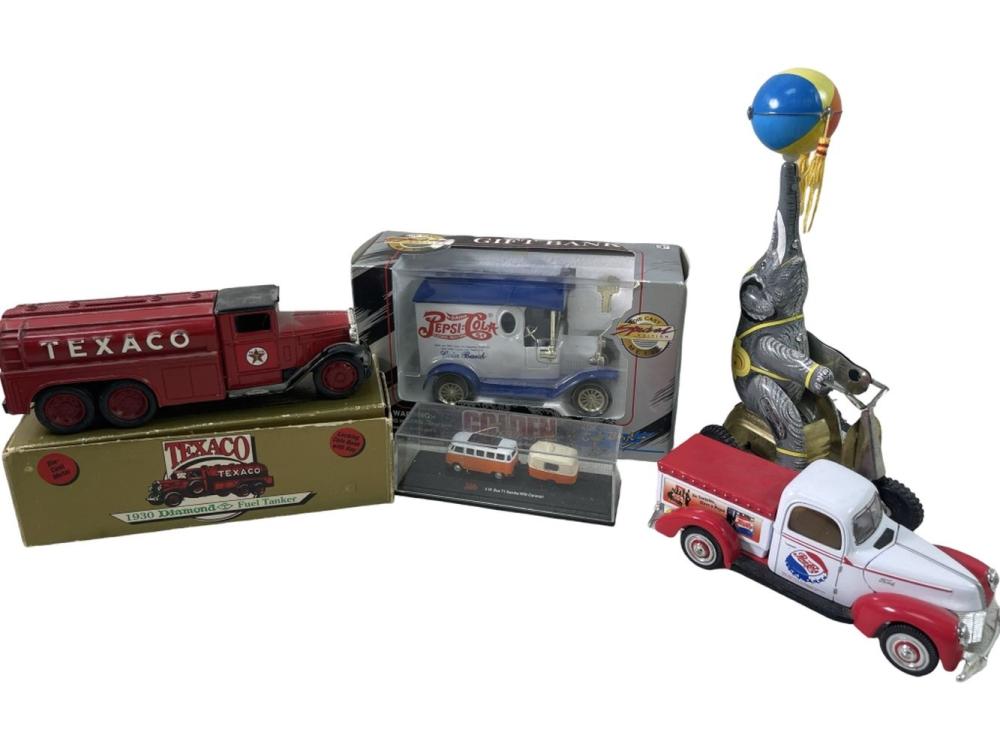 Texaco, Pepsi Coin Banks,Elephant on a Bike