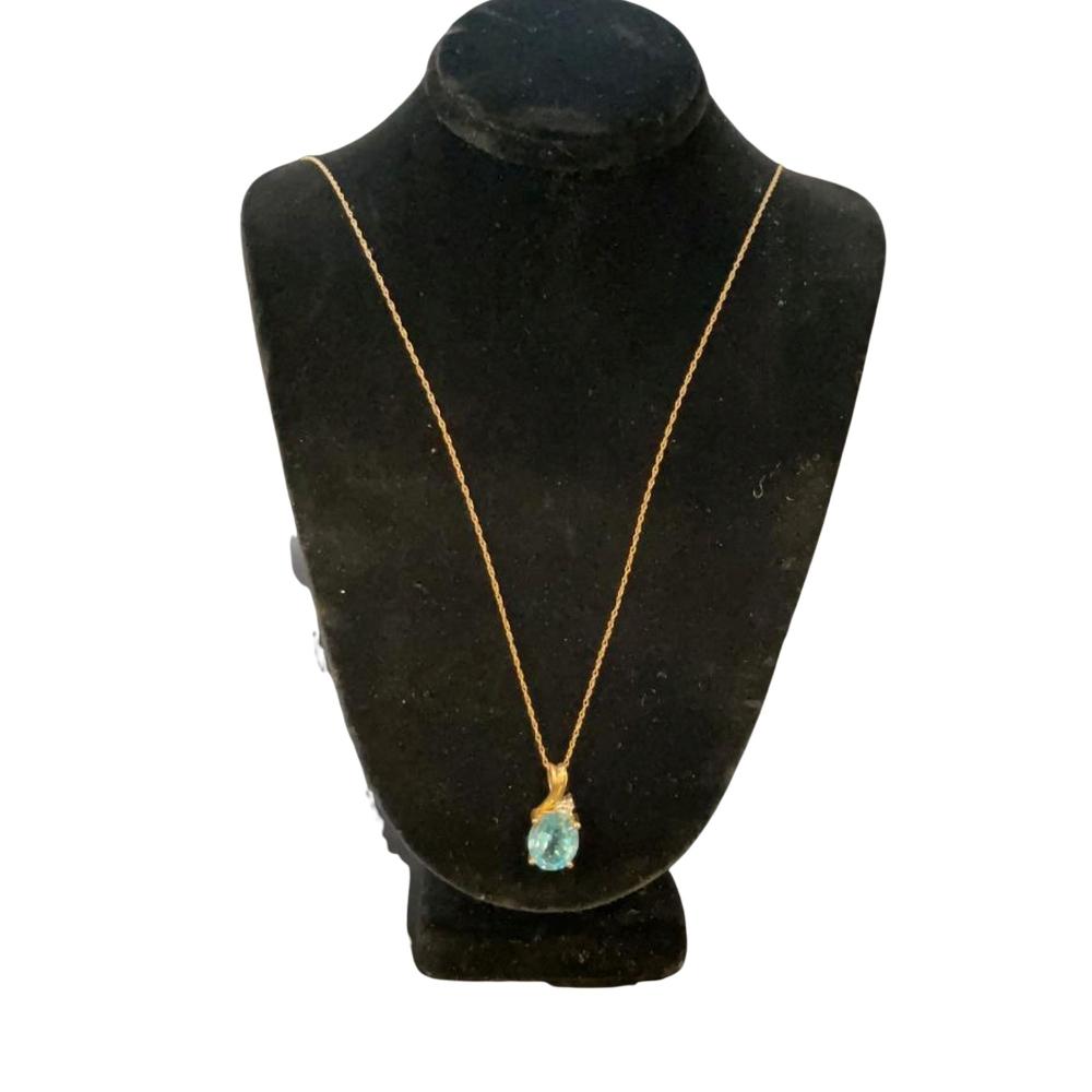 10k gold 4.3 ct topaz & diamond necklace