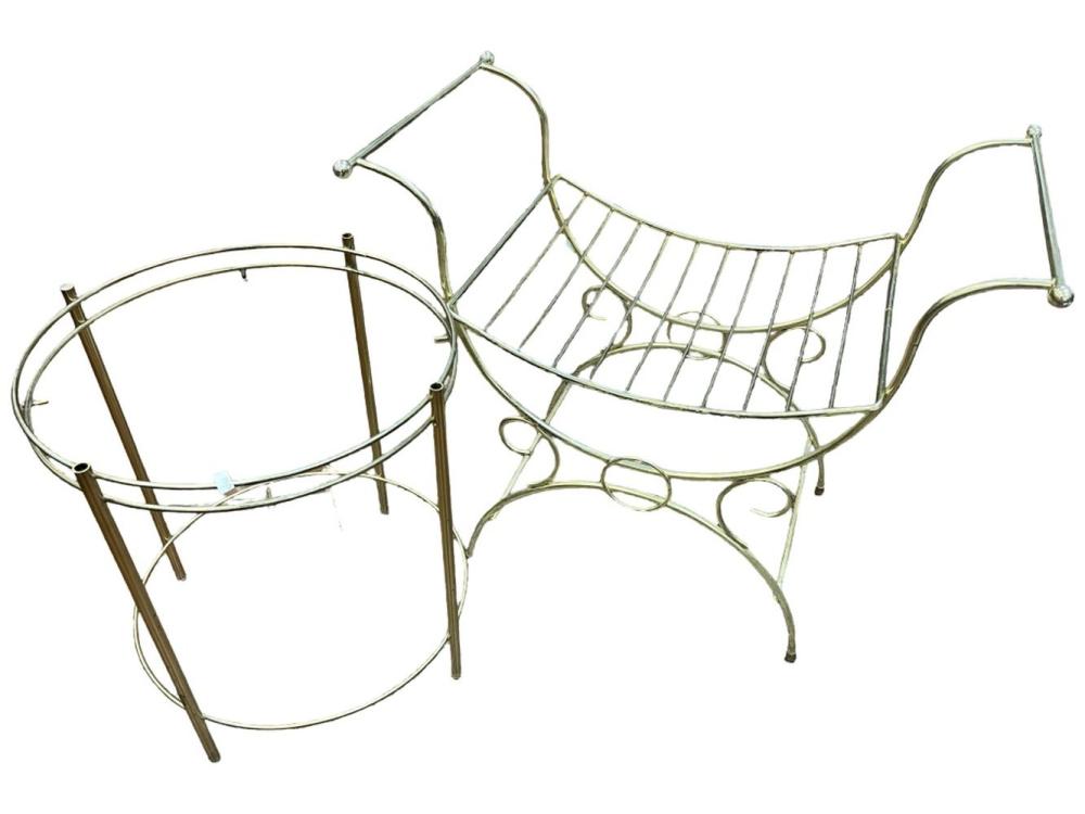 Hollywood Regency Curule Vanity Chair /Side Table