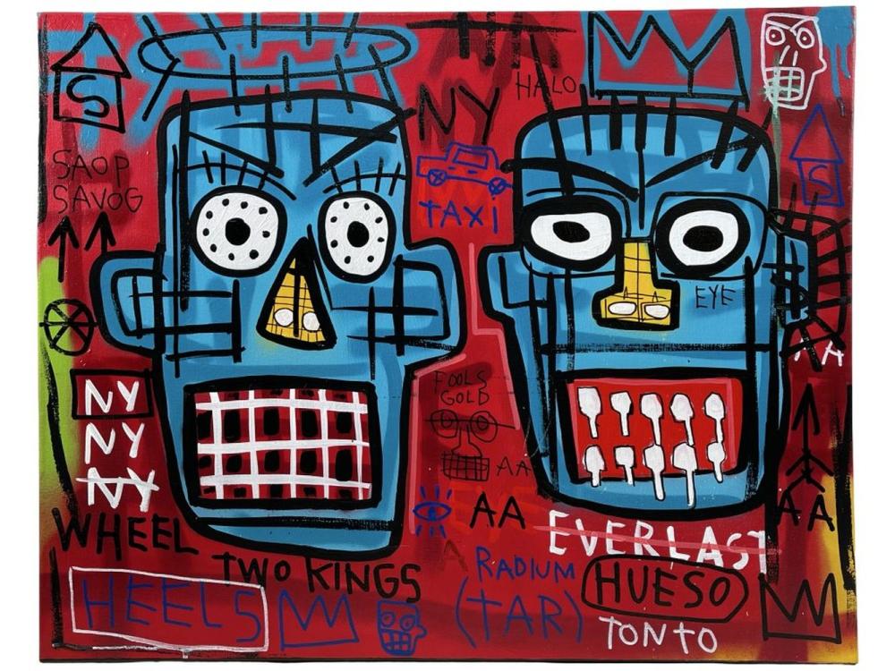ATTRIBUTED JEAN MICHEL BASQUIAT ACRYLIC ON CANVAS
