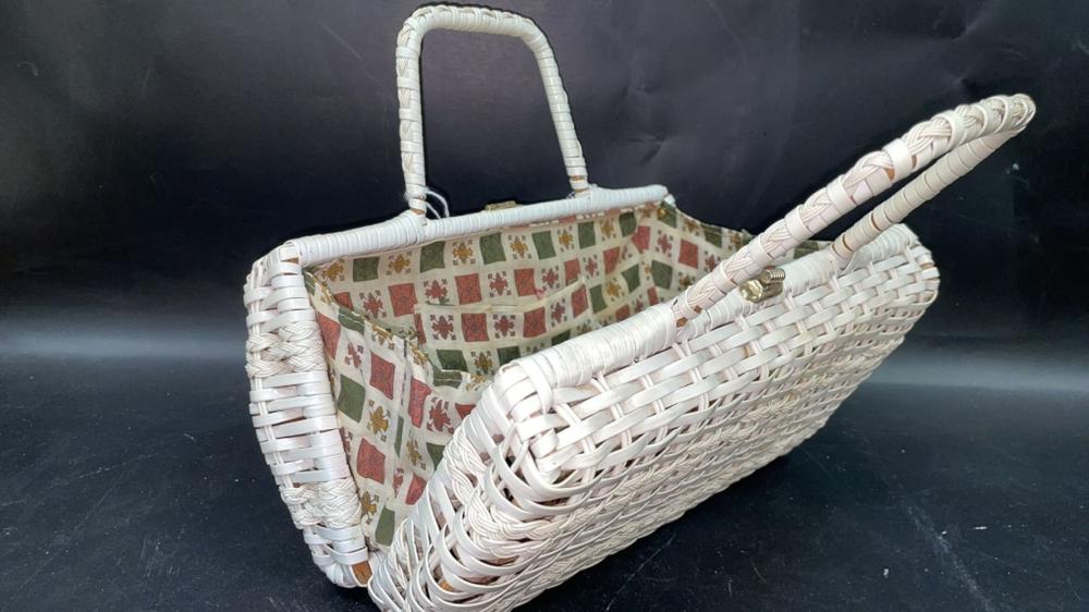 1950s British Hong Kong Wicker Hand Made Purse