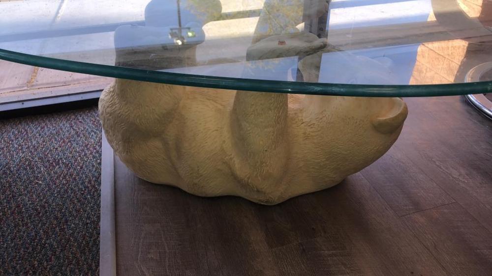 Baby Polar Bear Glass Top Table