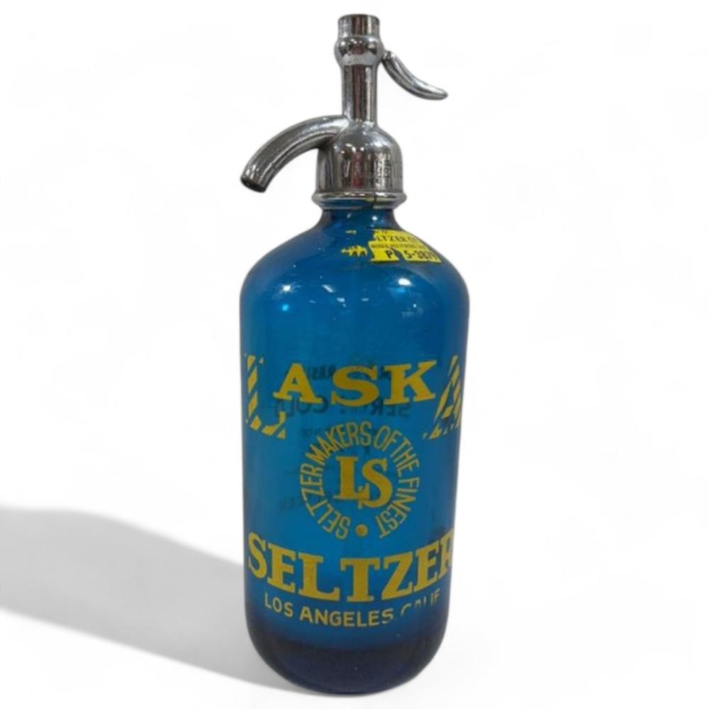 Laska Vintage Blue Glass Seltzer Bottle, Los