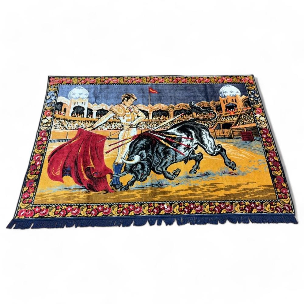 Vtg Matador Bull Fighting Tapestry Wall Art