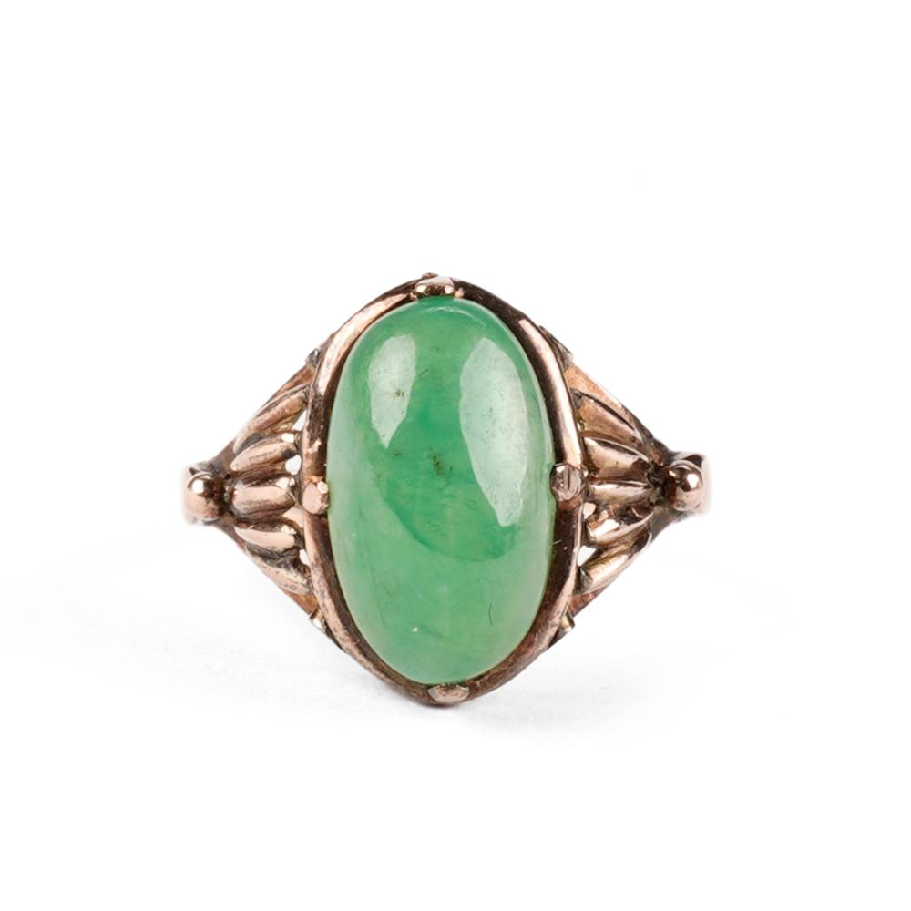 18K Gold Chinese Jade Ring - Jadeite Type A